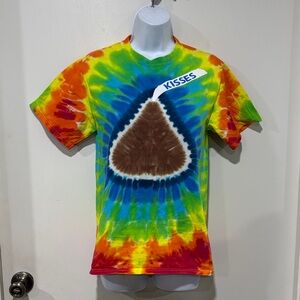 Vintage 90s Hershey Kisses Tie Dye Cotton T-Shirt by Port & Company Size Small